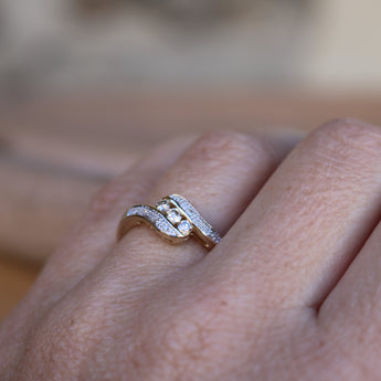 Australian Diamond 9ct Yellow Gold Diamond Trilogy Ring