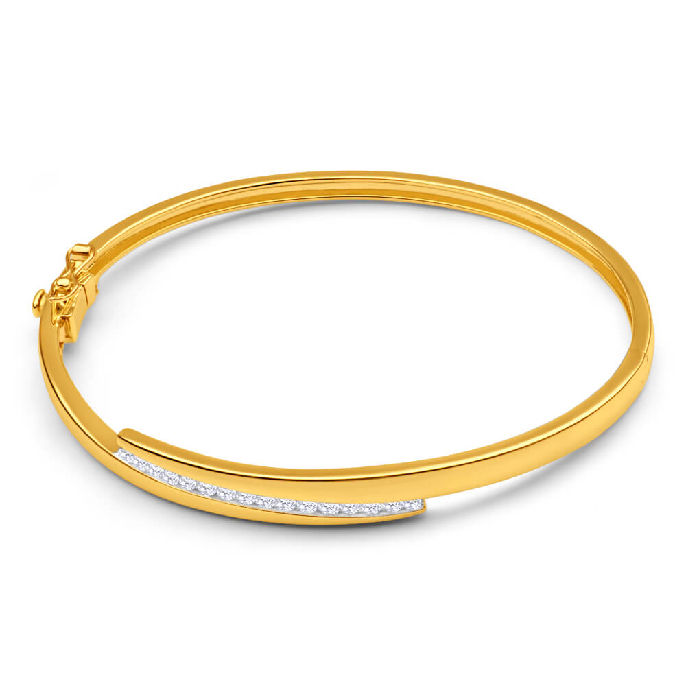 9ct Yellow Gold Magnificent 1 2 Carat Diamond Bangle Grahams