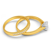 Load image into Gallery viewer, 9ct Yellow Gold 2 Ring Bridal Set With 22 Diamonds Totalling 0.25 Carats