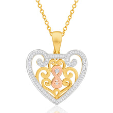 Load image into Gallery viewer, 9ct Yellow Gold, White Gold &amp; Rose Gold Diamond Pendant