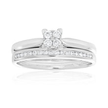 Load image into Gallery viewer, 9ct White Gold 2 Ring Bridal Set With 0.25 Carats Of Diamonds