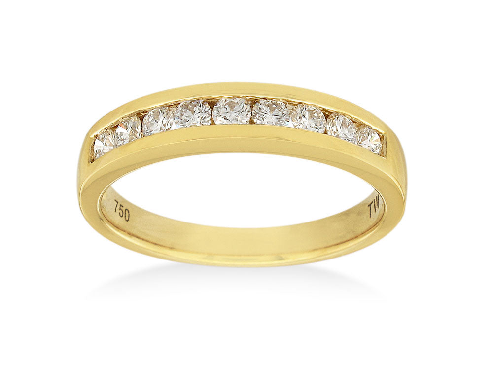 18ct Yellow Gold  1/3 Carat Diamond Eternity Ring with 9 Brilliant Diamonds