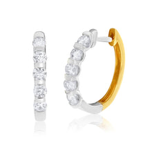 Load image into Gallery viewer, 9ct Yellow Gold &amp; White Gold Diamond Hoop Earrings