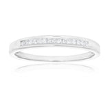 9ct White Gold Diamond Ring Set With 15 Princess Cut Diamonds