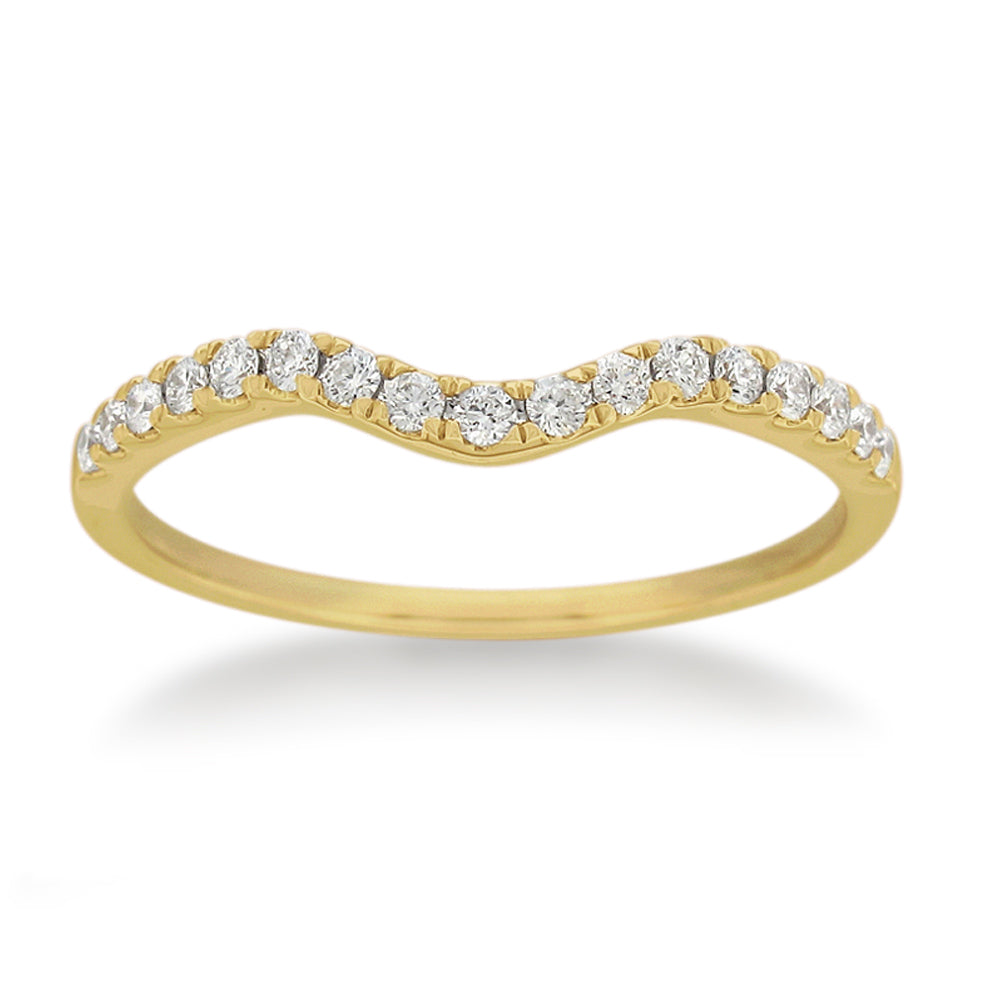18ct Yellow Gold 'Carina' Contour Ring With 0.2 Carats Of Diamonds