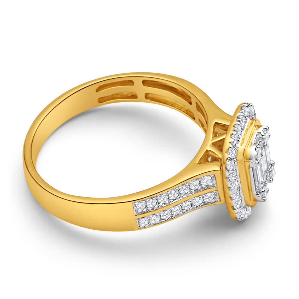 9ct Yellow Gold Diamond Ring Set With 61 Diamonds