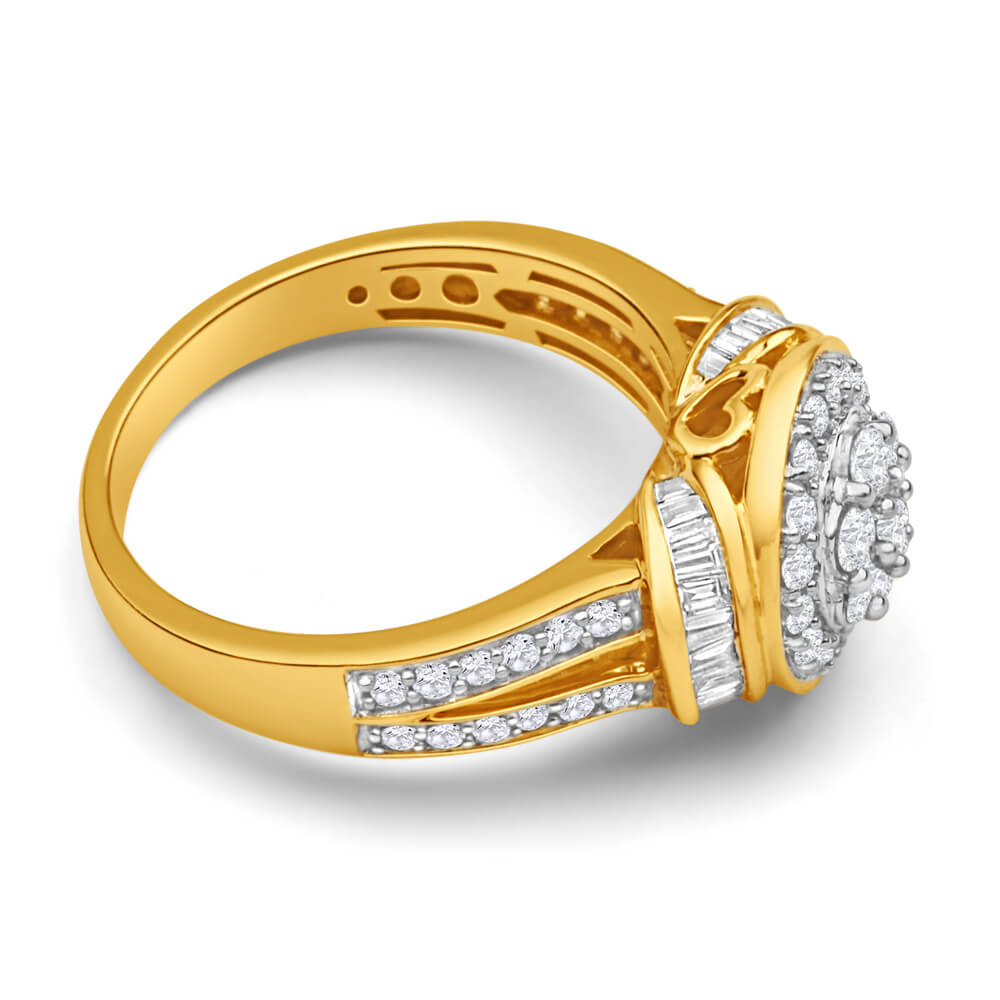 9ct Yellow Gold Diamond Channel Set Cluster Ring Grahams Jewellers