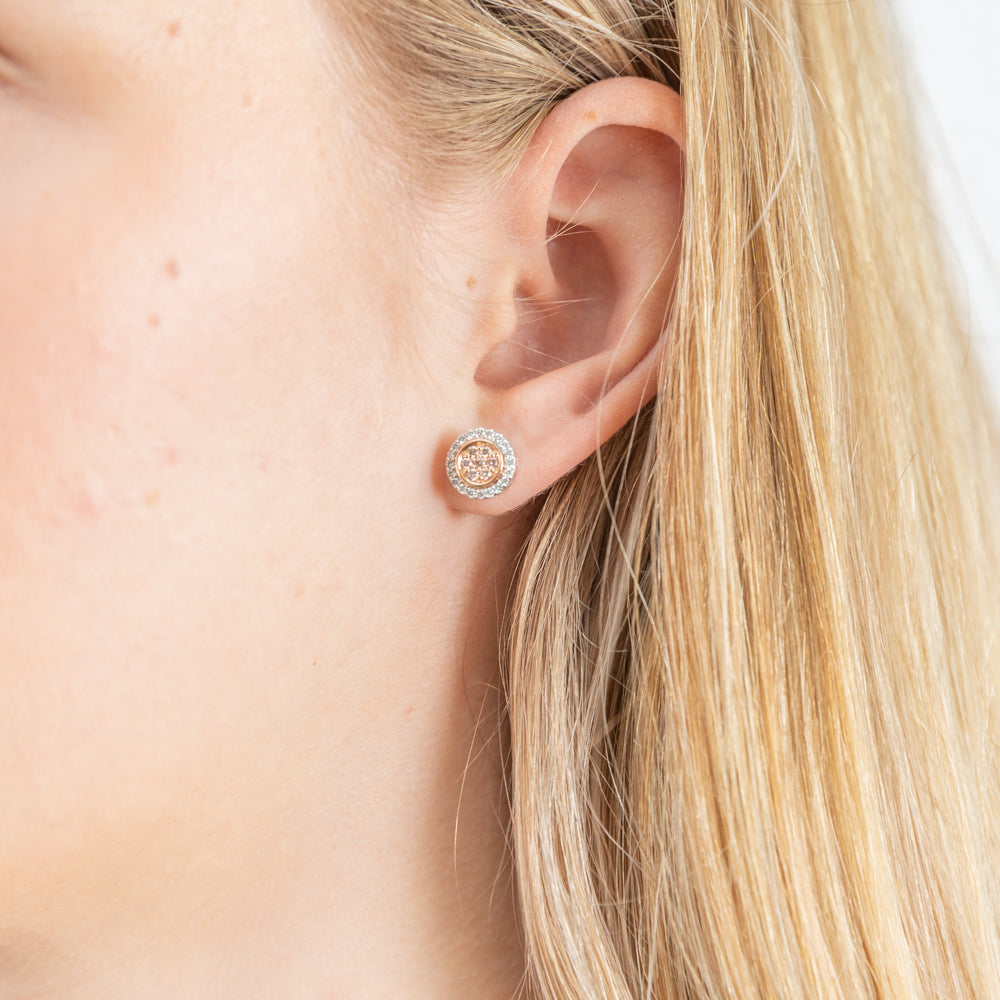 Pink Diamond 18ct White Gold Diamond Stud Earrings