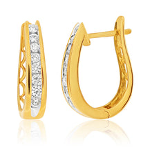 Load image into Gallery viewer, 9ct Yellow Gold 1/2 Carat Diamond Hoops