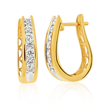 Load image into Gallery viewer, 9ct Yellow Gold 3/4 Carat Diamond Hoops