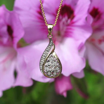 9ct Yellow and White Gold Diamond Pendant with Chain