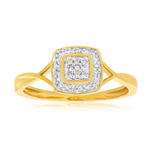 Load image into Gallery viewer, 9ct Yellow Gold Diamond Ring Set with 17 Stunning Brilliant Diamonds
