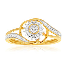 Load image into Gallery viewer, 9ct Yellow Gold Diamond Ring Set with 15 Stunning Brilliant Diamonds