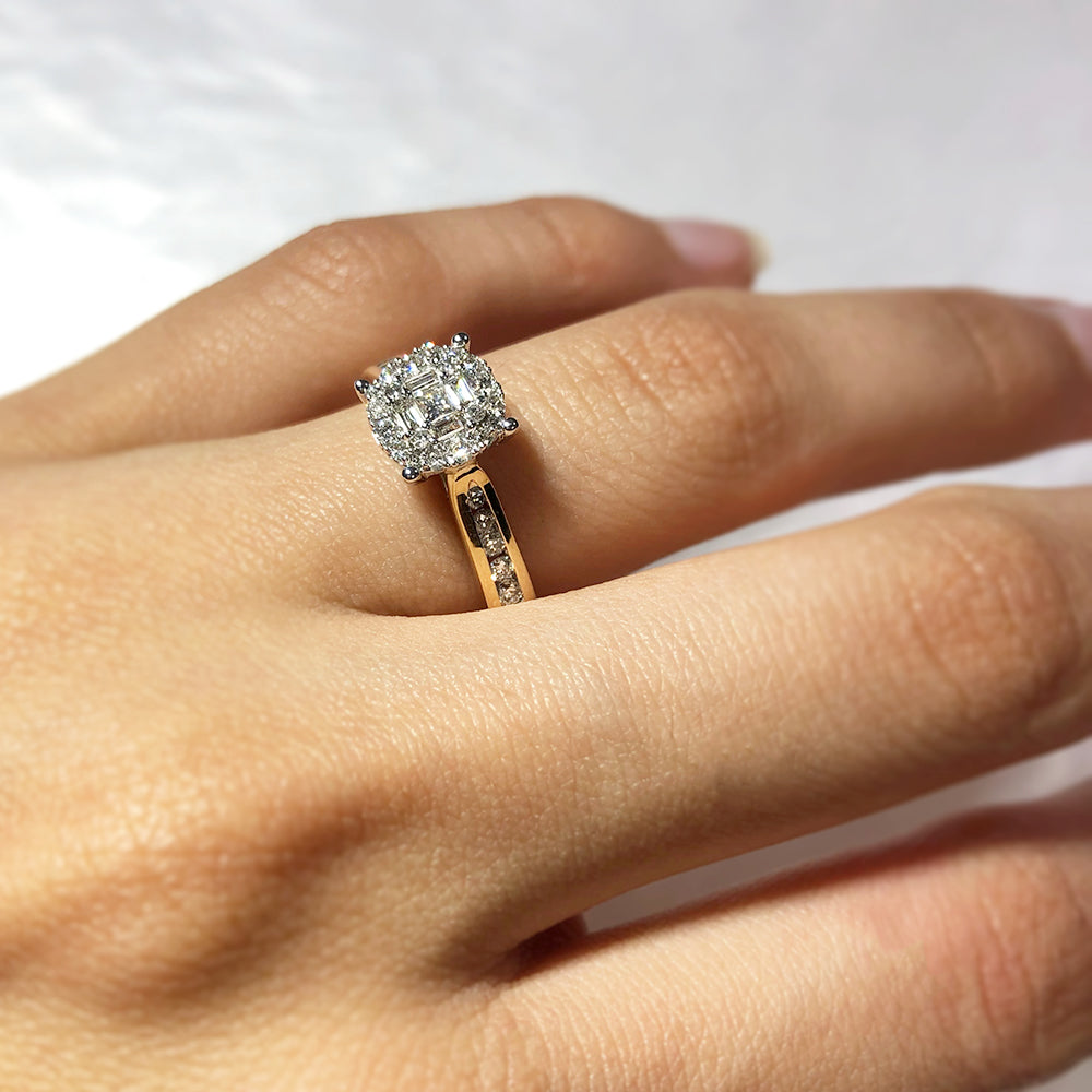 Millenia 14 Kt White Gold 3-Square Diamond Engagement Ring - Millenia  Jewelers