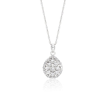 9ct White Gold Diamond Pendant With 46cm Chain