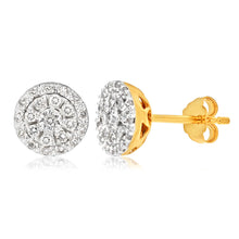 Load image into Gallery viewer, 9ct Yellow Gold Brilliant Diamond Stud Earrings