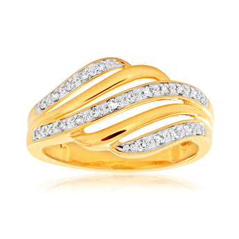 9ct Yellow Gold Diamond Ring Set with 22 Stunning Brilliant Diamonds