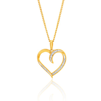 9ct Yellow Gold Diamond Pendant Set with 21 Brilliant Diamonds