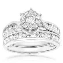 Load image into Gallery viewer, 9ct White Gold 2 Ring Bridal Set With 1 Carat Of Brilliant Cut Diamonds