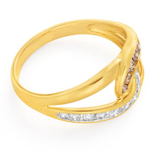 Load image into Gallery viewer, Australian Diamond 9ct Yellow Gold Twist Diamond Ring (TW=50pt)