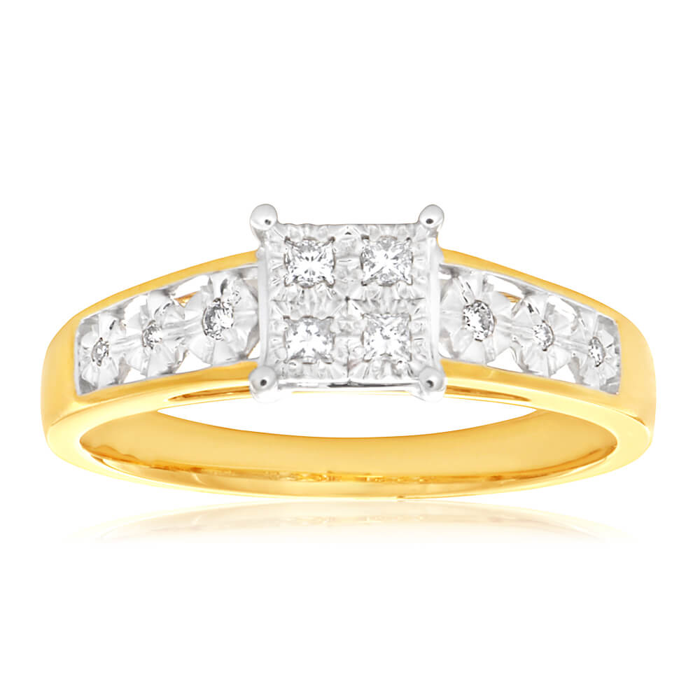 9ct Yellow Gold Diamond Elegant Ring