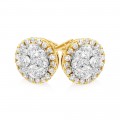 9ct Yellow Gold Cluster 1/2 Carat Diamond Stud Earrings