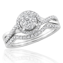 Load image into Gallery viewer, 9ct White Gold 2 Ring Bridal Set With 5/8 Carats Of Diamonds