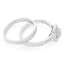 Load image into Gallery viewer, 9ct White Gold 2 Ring Bridal Set With 65 Diamonds Totalling 1 Carat