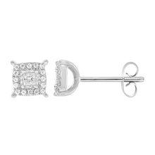 Load image into Gallery viewer, 9ct White Gold Beautiful 1/5 Carat Diamond Stud Earrings