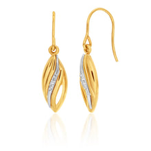 Load image into Gallery viewer, 9ct Elegant Yellow Gold Diamond Drop Earrings