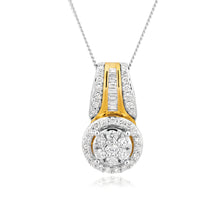 Load image into Gallery viewer, 9ct Yellow Gold &amp; White Gold Diamond Pendant With Chain