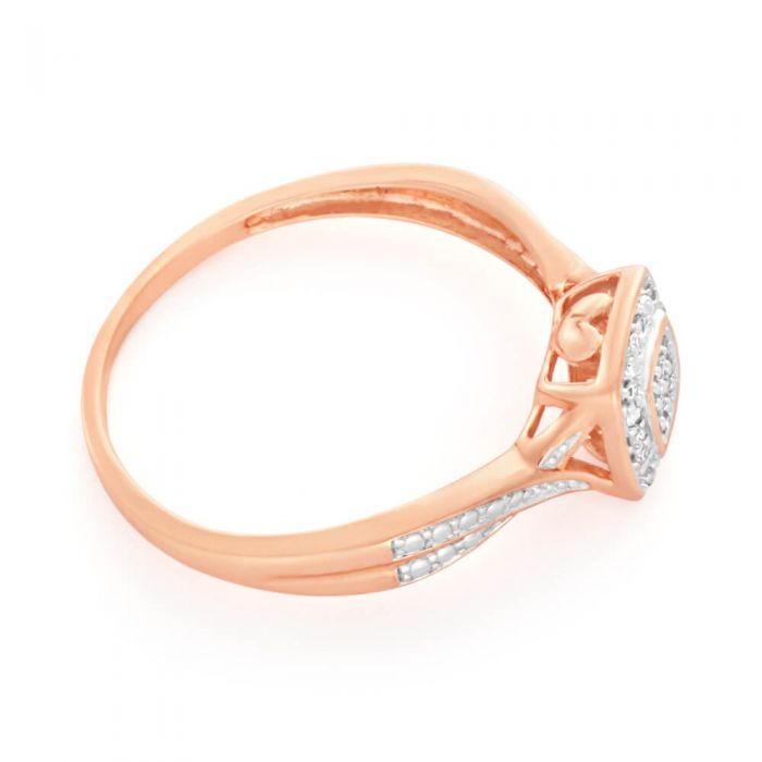 9ct Rose Gold Ring With 21 Brilliant Cut Diamonds