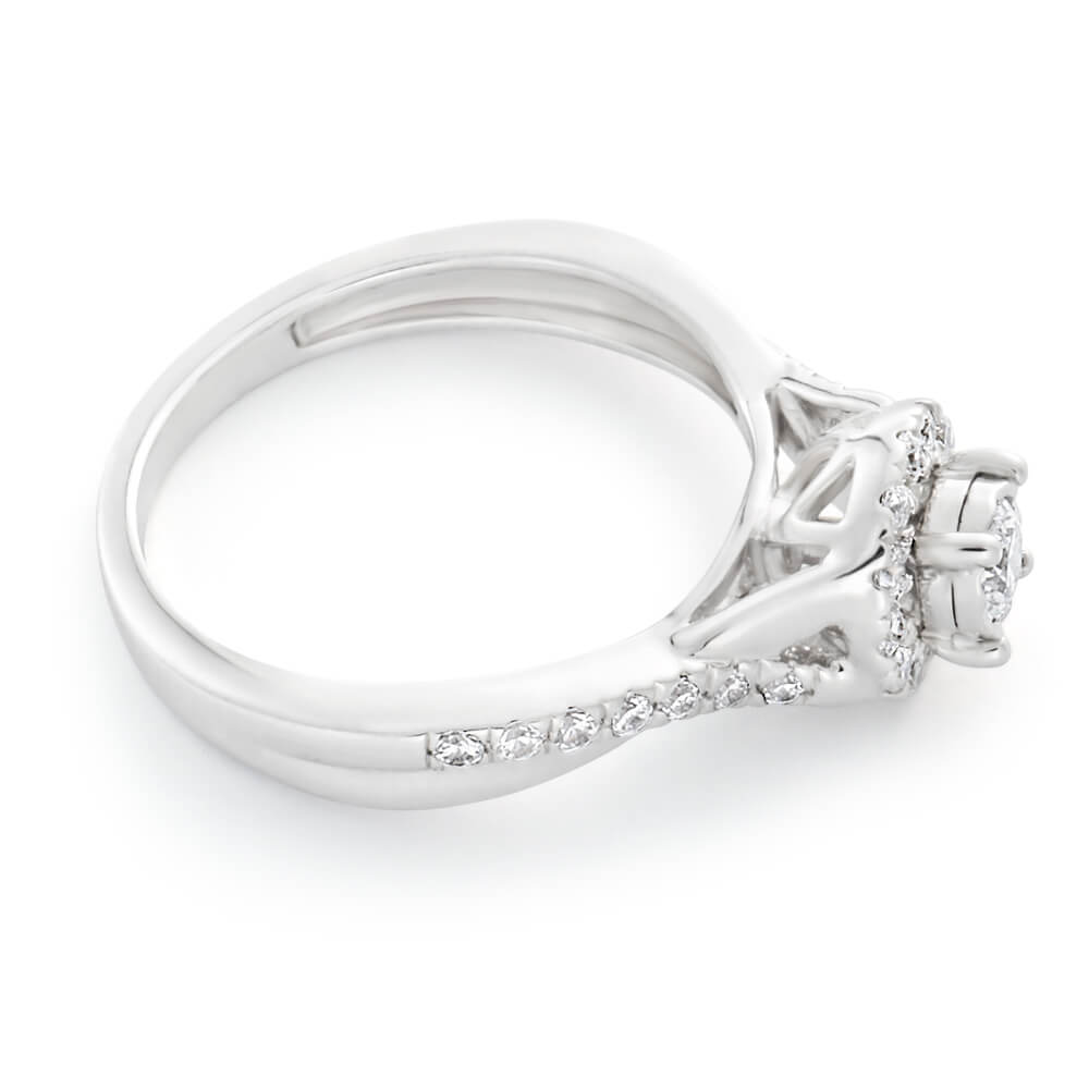 9ct White Gold Ring With 1/2 Carats Of Diamonds