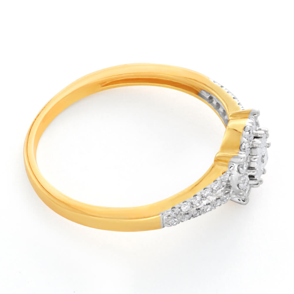 9ct Yellow Gold Alluring Diamond Ring With 0.25 Carats Of Brilliant Cut Diamonds