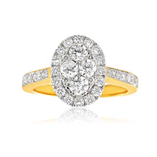 Load image into Gallery viewer, 9ct Yellow Gold 0.90 Carat Diamond Oval Shaped Ring