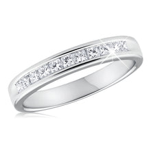 Load image into Gallery viewer, 9ct White Gold 1/2 Carat Diamond Ring With 11 Princess Cut Diamonds