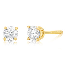 Load image into Gallery viewer, 14ct Yellow Gold 0.3 Carat Diamond Stud Earrings with Screw Back Butterfly