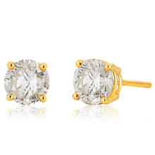 Load image into Gallery viewer, 14ct Yellow Gold Diamond Stud Earrings with Approximately 1.5 Carats of Diamonds