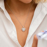 9ct White Gold Divine 1 Carat Diamond Heart Pendant on 45cm Gold Chain