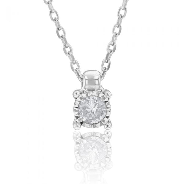 9ct White Gold Dazzling Diamond Pendant With 45cm Chain Grahams Jewellers