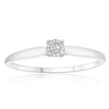 Load image into Gallery viewer, 9ct White Gold Solitaire Ring With 0.01 Carat Claw Set Diamond