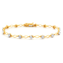 Load image into Gallery viewer, 9ct Superb Yellow Gold Diamond 17.5cm Bracelet with 15 Brilliant Diamonds