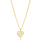 9ct Yellow Gold Mum Diamond Heart Pendant