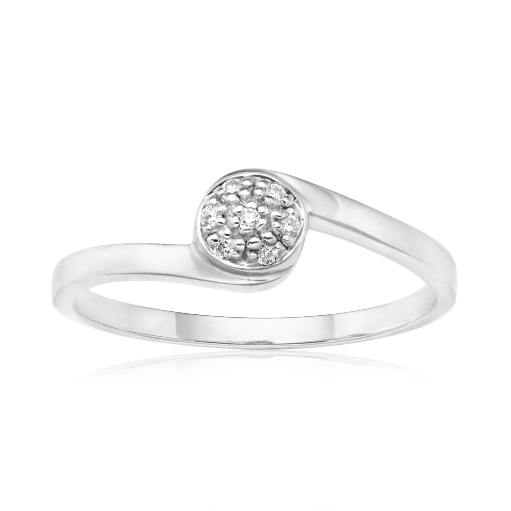 9ct White Gold Ring With 0.05 Carats Of Diamonds