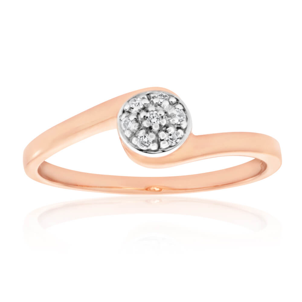 9ct Rose Gold Ring With 0.05 Carats Of Diamonds