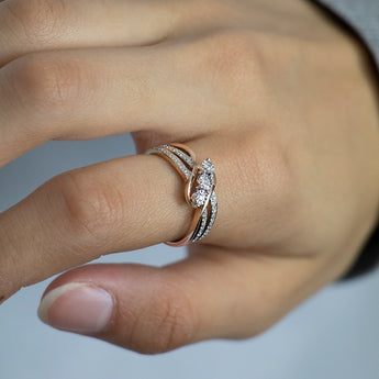 9ct Rose Gold Ring With 23 Brilliant Cut Diamonds