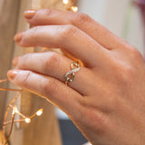 9ct Yellow Gold Infinity Double Heart Diamond Ring Set With 5 Brilliant Cut Diamonds