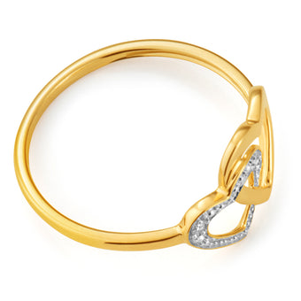 9ct Superb Yellow Gold 2 Diamonds Ring