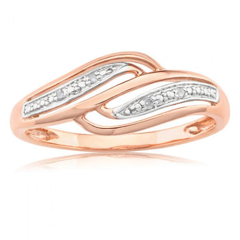 9ct Rose Gold Diamond Ring with 4 Brilliant Cut Diamonds