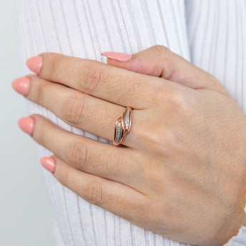 9ct Rose Gold Diamond Ring with 4 Brilliant Cut Diamonds